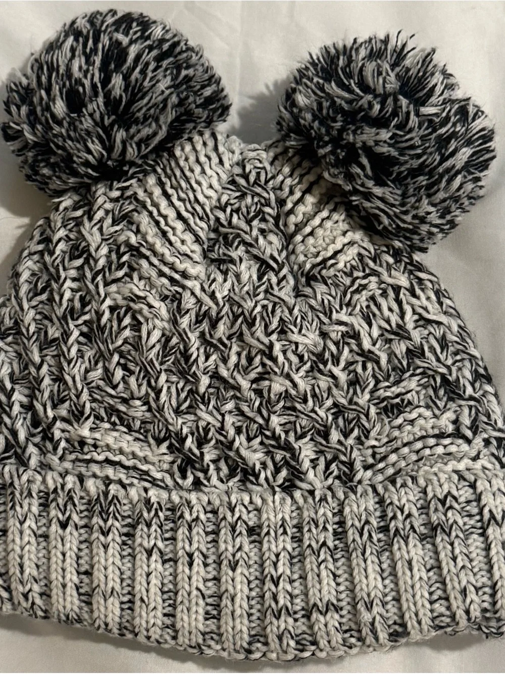 New Era Black & White Pom Pom Knit Beanie with Notre Dame Logo
